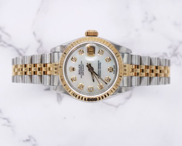 Ladies Steel & Gold Rolex Datejust with White Mother of Pearl Diamond Dial. - Image 2