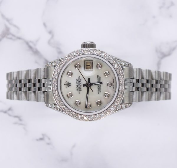 Ladies 26mm Datejust with Mother of Pearl Diamond Dial, Bezel and Shoulders – Rolex Box - Image 2