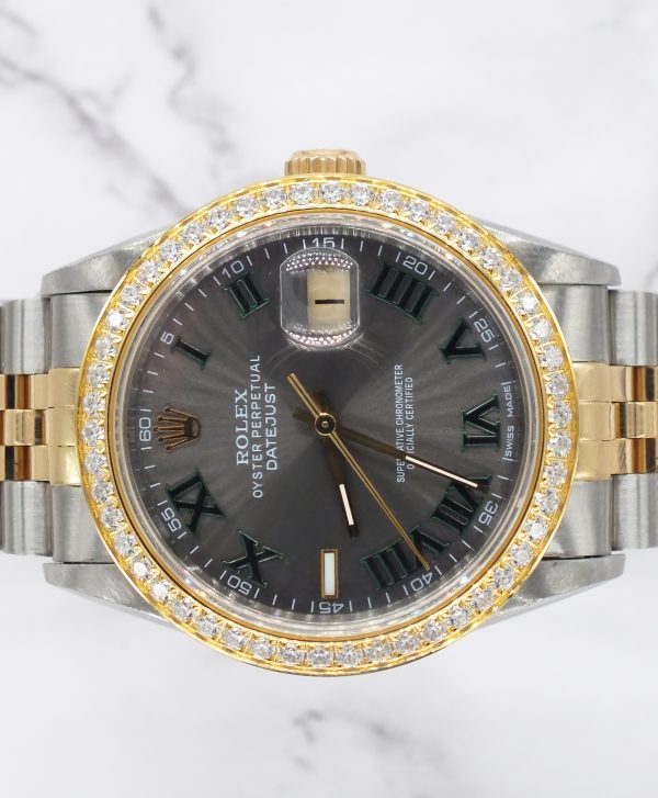 Gents Steel & 18ct Gold Rolex Datejust with Wimbledon Dial & Diamond Bezel. - Image 3