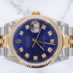 Gents Steel & Gold Rolex Datejust 16233 Submariner Blue Diamond Dial - Box & Papers!