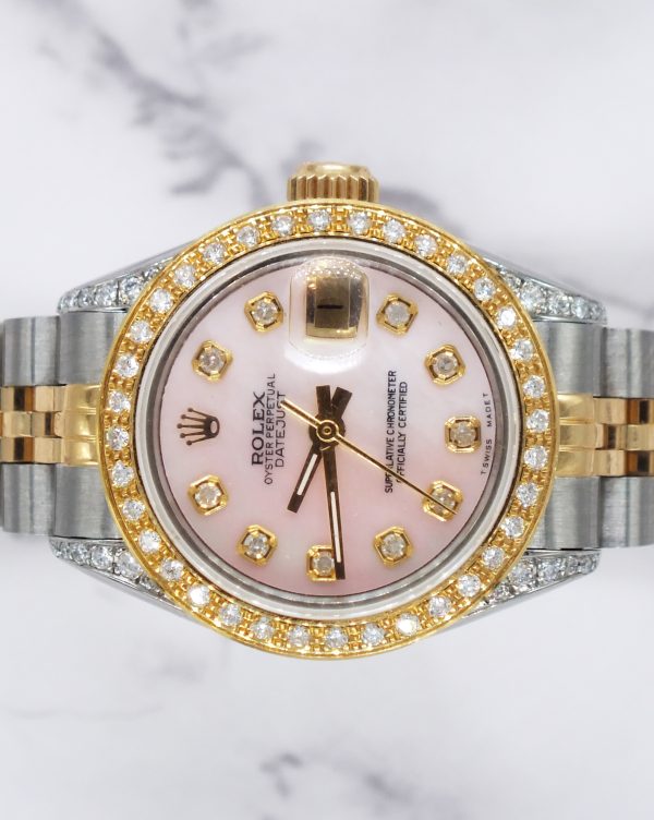 Ladies Rolex Datejust 'Fully Loaded' with Pink MOP Diamond Dial, Bezel & Shoulders. - Image 3
