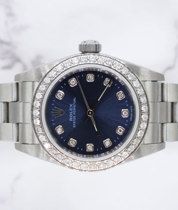 Ladies Rolex 26mm With Blue Diamond Dial and Bezel - Box & Papers. - Image 4