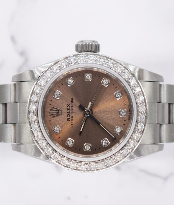 Ladies Rolex 26mm With Copper Diamond Dial and Bezel - Box & Papers - BARGAIN. - Image 3