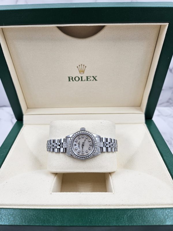 Ladies Rolex 26mm Rolex Oyster Perpetual with Diamond Dial, Bezel & Bracelet - Image 3