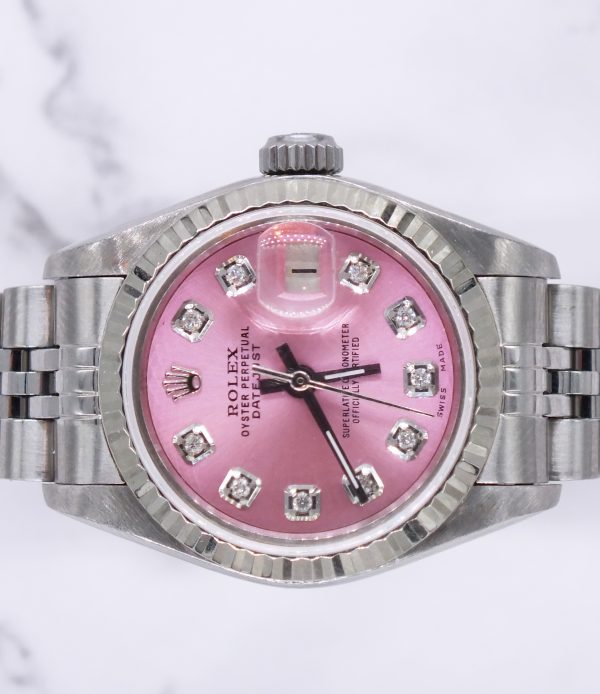 Rolex Datejust 26mm in Steel & White Gold with PINK Diamond Dial - Box & Papers - Image 3