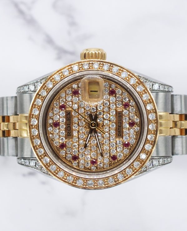 Ladies Rolex Datejust Fully Loaded with PAVE Diamond Dial, Bezel & Shoulders. - Image 3