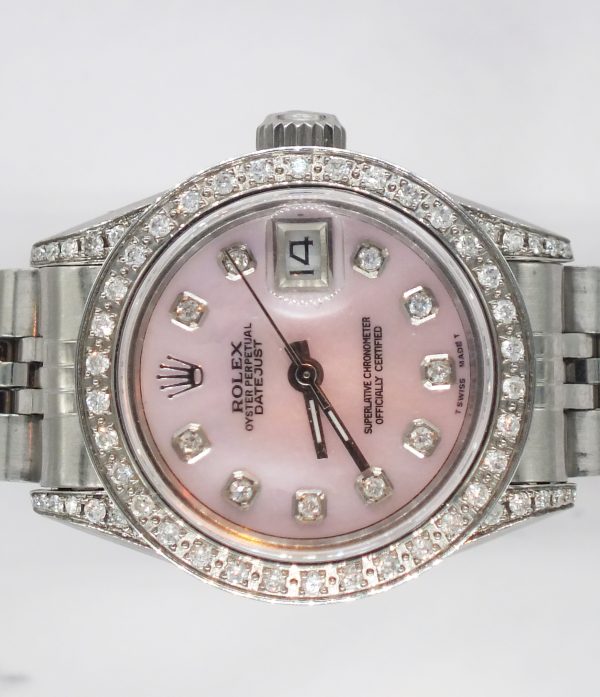 Ladies Rolex Datejust 'Fully Loaded' Pink MOP Diamond Dial, Bezel & Shoulders. - Image 3