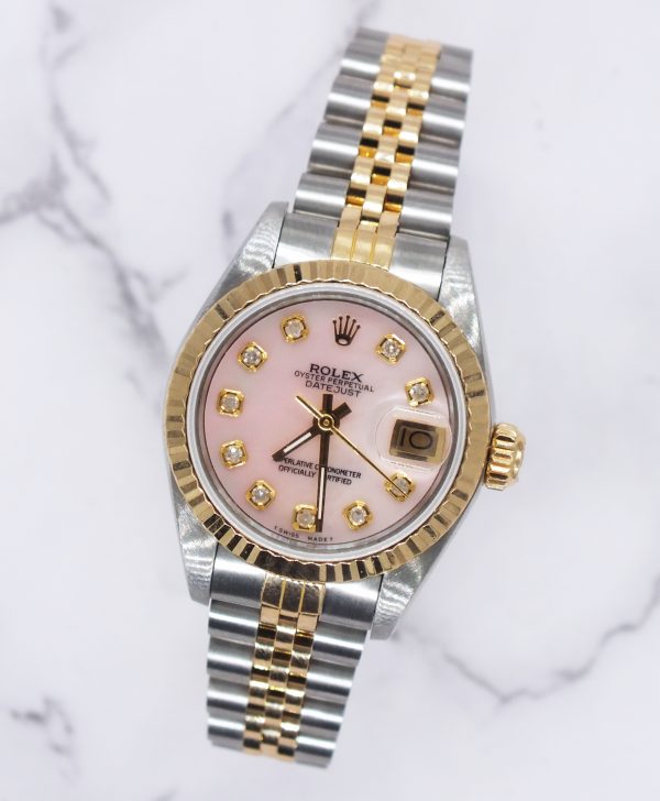 Ladies Rolex Datejust with Pink MOP Diamond Dial – BOX & PAPERS - Image 4