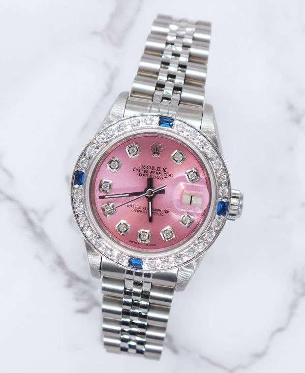 Ladies Stainless Steel Rolex Datejust Pink Diamond Dial & Bezel - Box & Papers. - Image 4