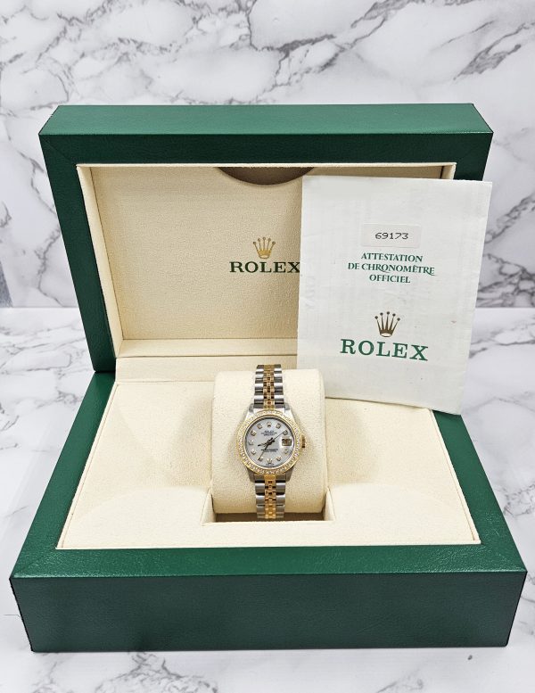 Ladies Rolex Datejust White MOP Diamond Dial & Bezel - Box and Papers - MINT. - Image 7
