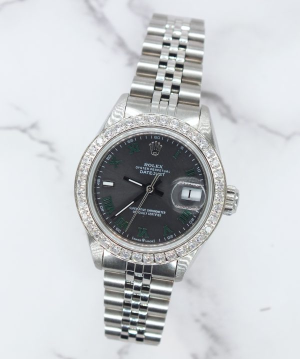 Ladies Rolex Datejust with 'Wimbledon' Dial & Diamond Bezel - Box and Papers. - Image 4
