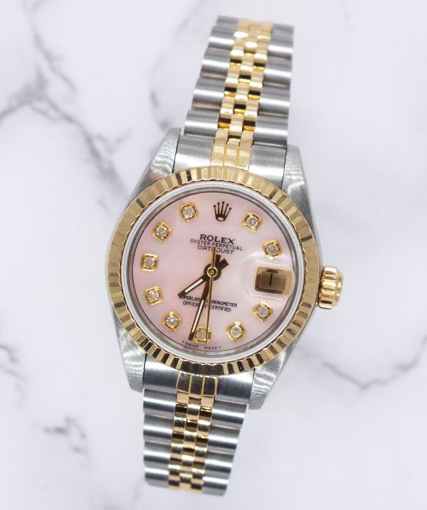 Stunning Ladies Rolex Datejust with Pink MOP Diamond Dial – BOX & PAPERS - Image 4