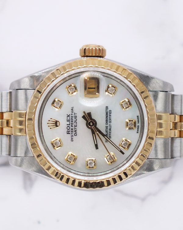 Ladies Steel & Gold Rolex Datejust with White Mother of Pearl Diamond Dial. - Image 3