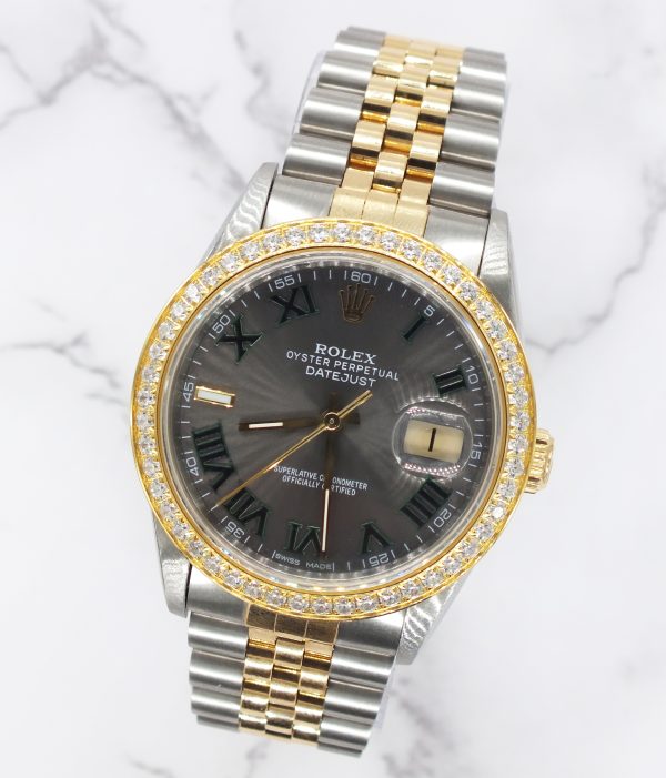 Gents Steel & 18ct Gold Rolex Datejust with Wimbledon Dial & Diamond Bezel. - Image 4