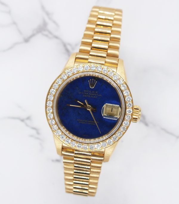 Ladies Rolex Datejust 26mm in Solid 18ct Gold with Lapis Diamond Dial & Bezel. - Image 4