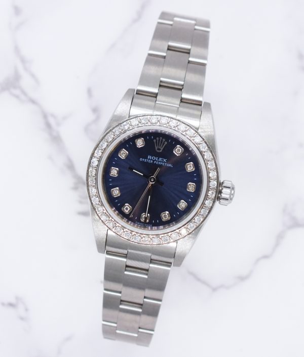 Ladies Rolex 26mm With Blue Diamond Dial and Bezel - Box & Papers. - Image 5
