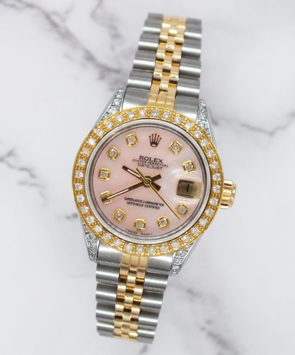 Ladies Rolex Datejust 'Fully Loaded' with Pink MOP Diamond Dial, Bezel & Shoulders. - Image 4