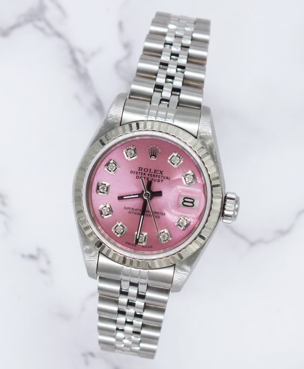 Rolex Datejust 26mm in Steel & 18k White Gold - Pink Diamond Dial – Box & Papers - Image 4
