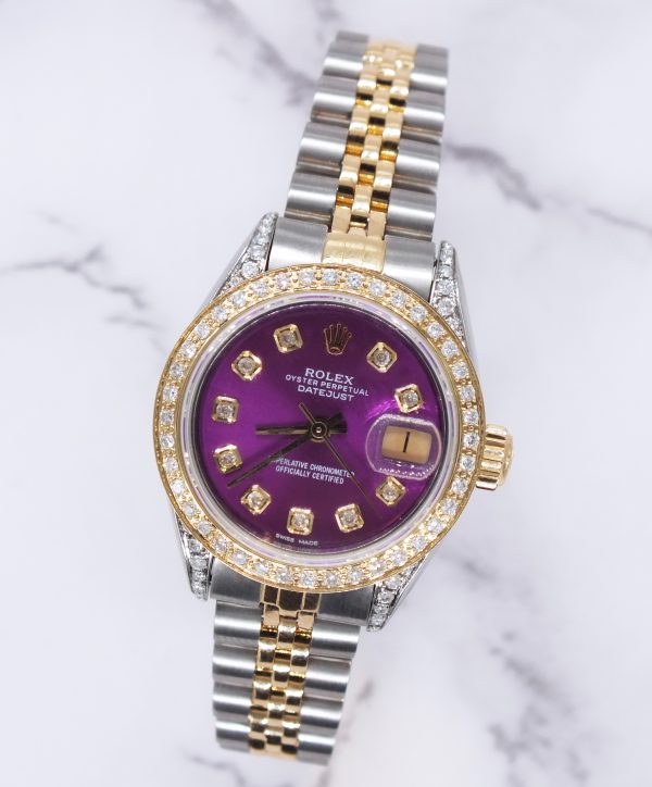 Ladies Rolex Datejust 'Fully Loaded' Purple Diamond Dial, Bezel & Shoulders. - Image 4
