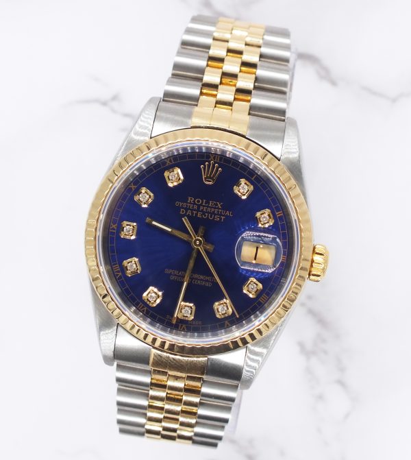 Gents Steel & Gold Rolex Datejust 16233 Submariner Blue Diamond Dial - Box & Papers! - Image 5
