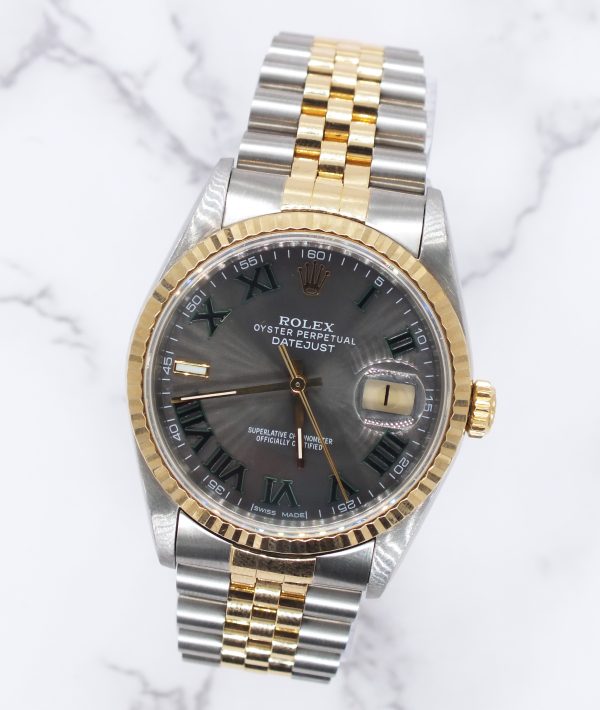 Men's Steel & 18ct Gold Rolex Datejust with Wimbledon Dial - Box and Papers. - Image 4