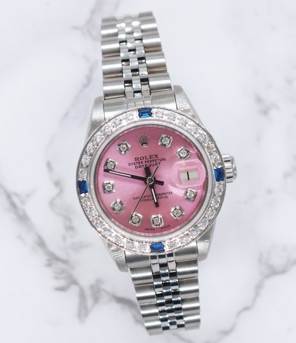 Ladies Stainless Steel Rolex Datejust Pink Diamond Dial & Bezel - Box & Papers. - Image 5