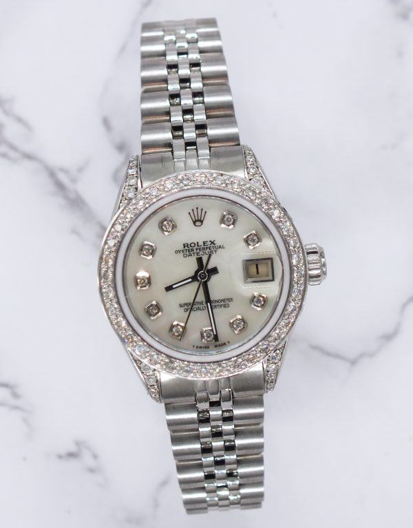 Ladies Rolex Datejust in Steel & White Gold with Diamond Dial, Bezel & Shoulders - Image 5