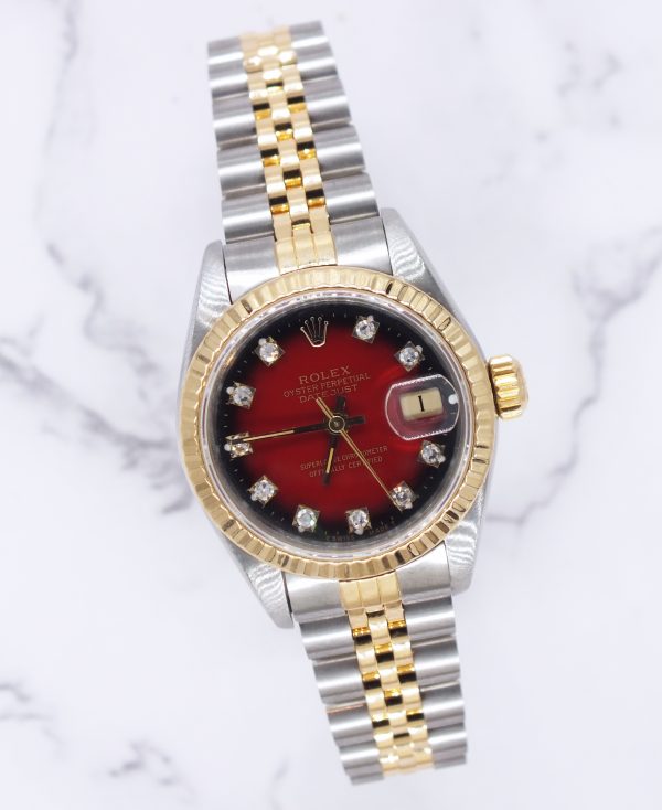 Ladies Rolex Datejust with FACTORY RED Vignette Diamond Dial – BOX & PAPERS - Image 5