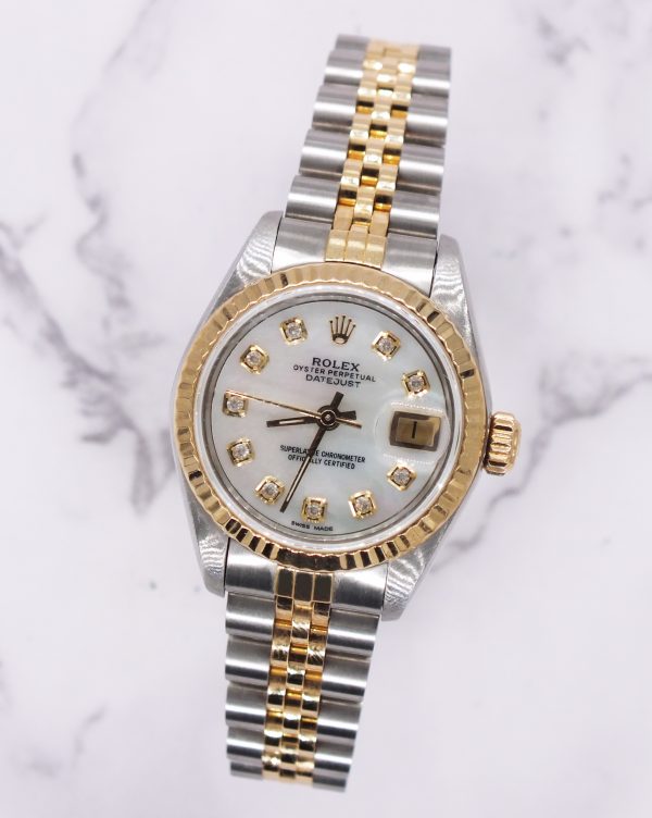 Ladies Steel & Gold Rolex Datejust with White Mother of Pearl Diamond Dial. - Image 4