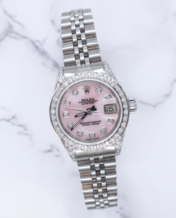 26mm Ladies Rolex Datejust with Pink MOP Diamond Dial, Bezel & Shoulders. - Image 5