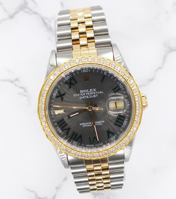 Gents Steel & 18ct Gold Rolex Datejust with Wimbledon Dial & Diamond Bezel. - Image 5
