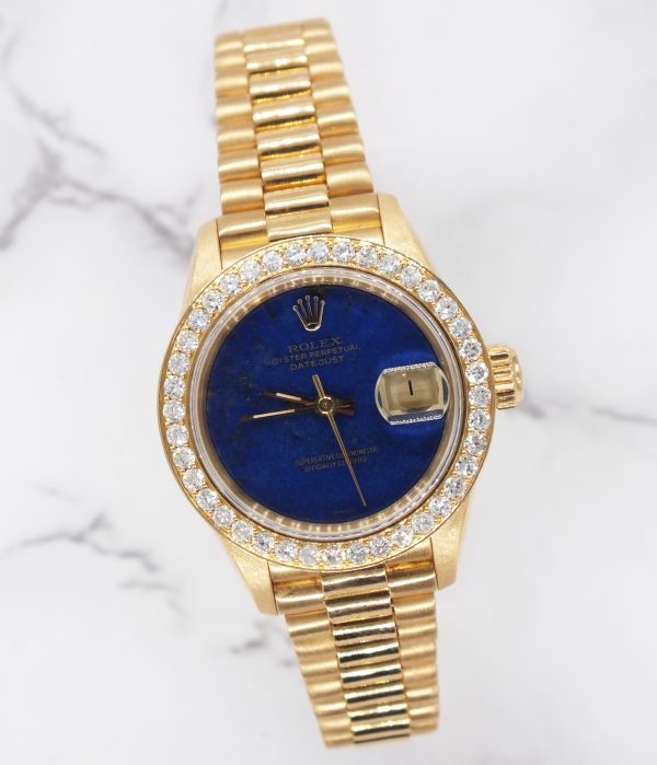 Ladies Rolex Datejust 26mm in Solid 18ct Gold with Lapis Diamond Dial & Bezel. - Image 5