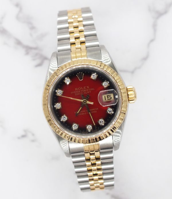 Rolex Datejust 26mm with FACTORY RED Vignette Diamond Dial – BOX & PAPERS - Image 5