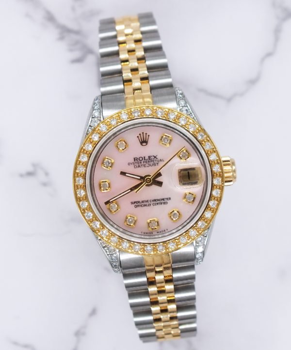 Ladies Rolex Datejust 'Fully Loaded' with Pink MOP Diamond Dial, Bezel & Shoulders. - Image 5