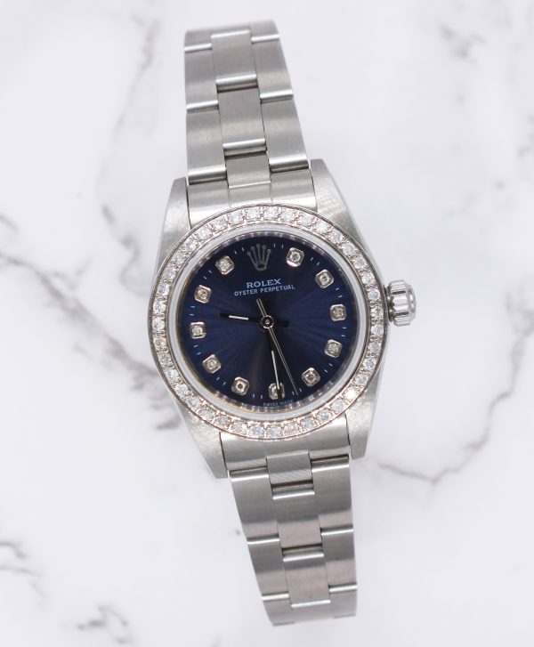 Ladies Rolex 26mm With Blue Diamond Dial and Bezel - Box & Papers. - Image 6
