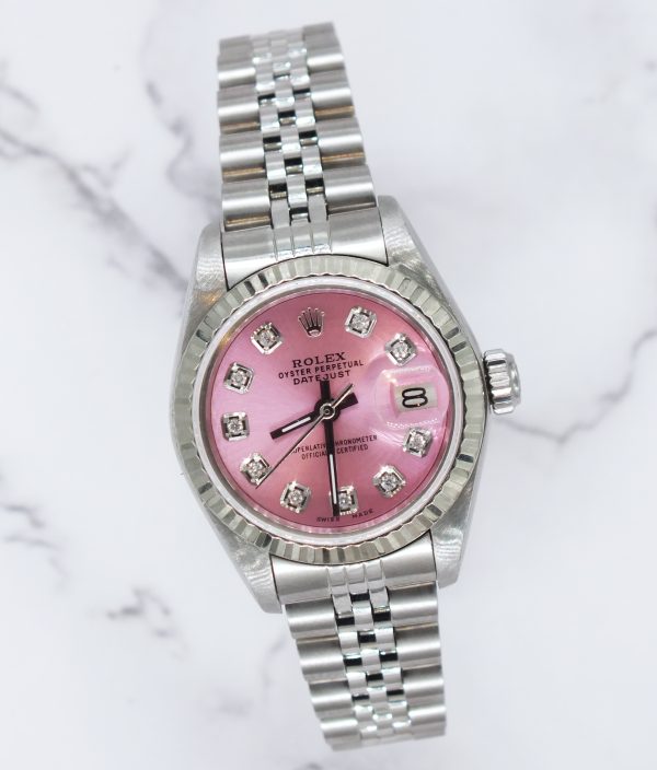 Rolex Datejust 26mm in Steel & 18k White Gold - Pink Diamond Dial – Box & Papers - Image 5