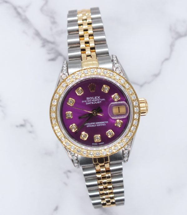 Ladies Rolex Datejust 'Fully Loaded' Purple Diamond Dial, Bezel & Shoulders. - Image 5
