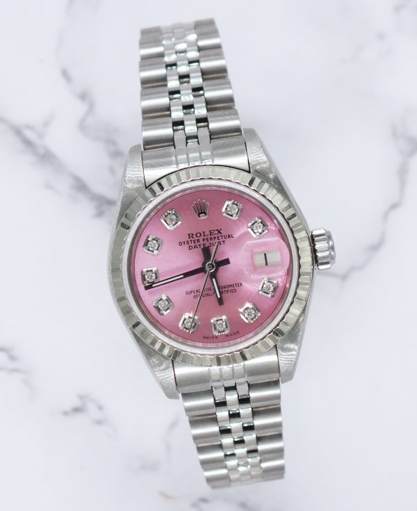 Rolex Datejust 26mm in Steel & White Gold with PINK Diamond Dial - Box & Papers - Image 5