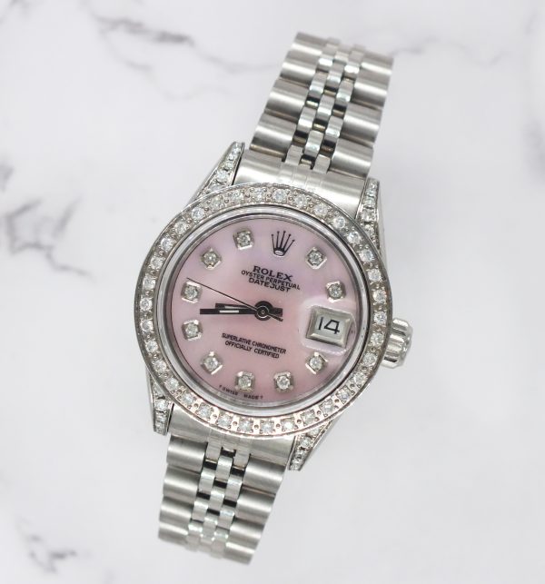 Ladies Rolex Datejust 'Fully Loaded' Pink MOP Diamond Dial, Bezel & Shoulders. - Image 4