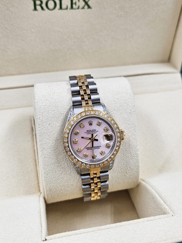 Ladies Rolex Datejust 'Fully Loaded' with Pink MOP Diamond Dial, Bezel & Shoulders. - Image 6