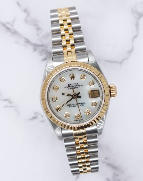 26mm Ladies Rolex Datejust with White Mother of Pearl Diamond Dial Box & Papers - Image 5