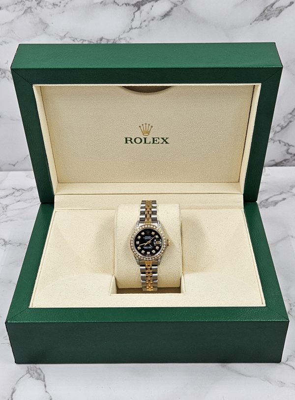 Ladies Rolex Datejust Fully Loaded with Black Diamond Dial, Bezel & Shoulders. - Image 6