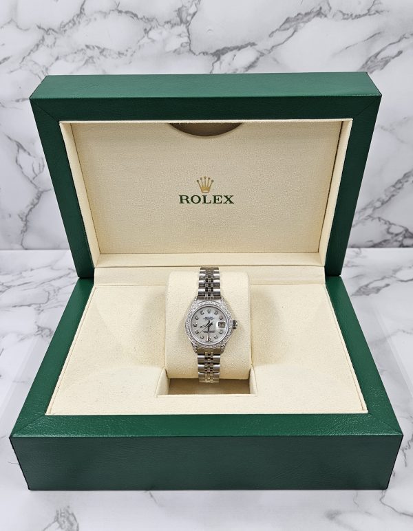 Ladies Rolex Datejust in Steel & White Gold with Diamond Dial, Bezel & Shoulders - Image 6