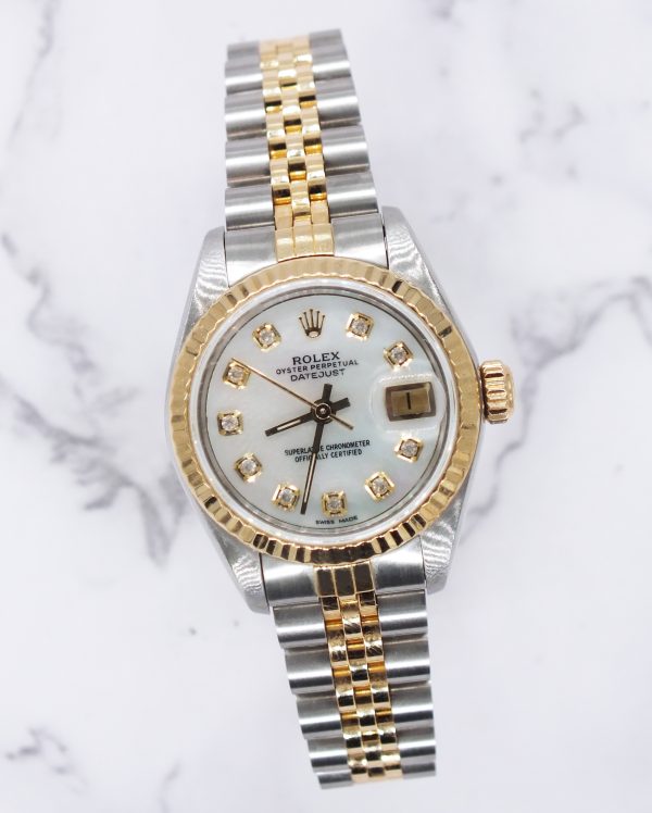 Ladies Steel & Gold Rolex Datejust with White Mother of Pearl Diamond Dial. - Image 5