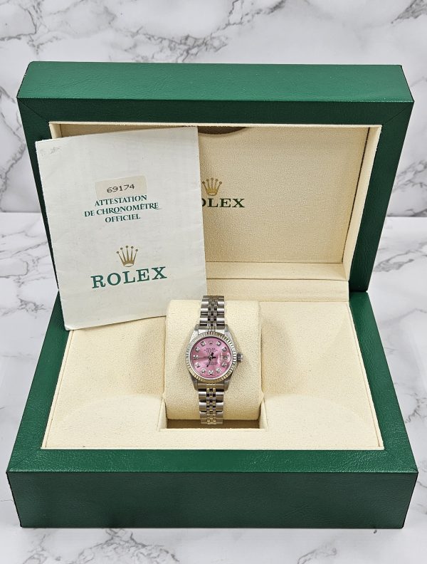 Rolex Datejust 26mm in Steel & 18k White Gold - Pink Diamond Dial – Box & Papers - Image 6