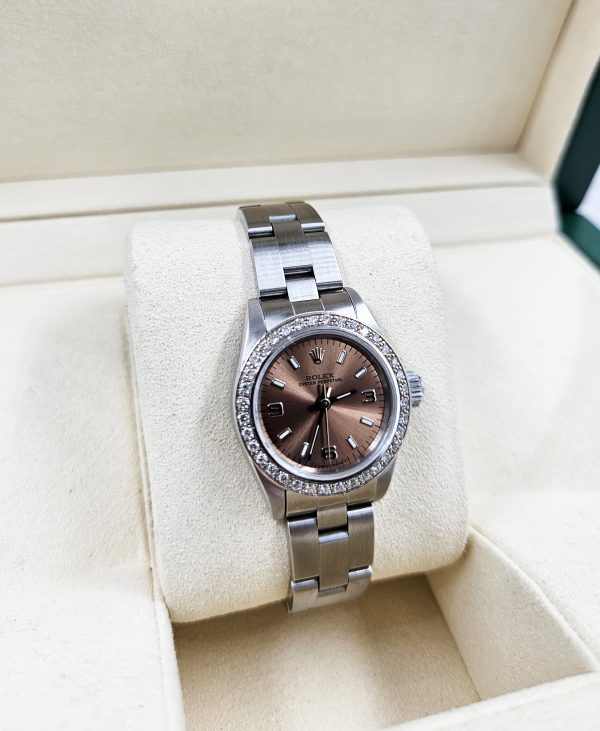 Ladies 26mm Rolex Oyster Perpetual with Diamond Dial - Boxed - Image 2