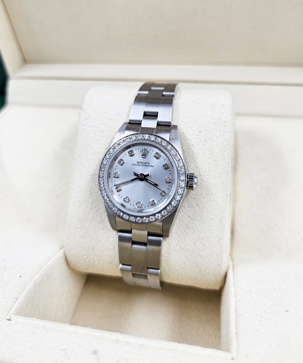 Ladies Rolex 26mm With Silver Diamond Dial and Bezel - Box & Papers. - Image 3