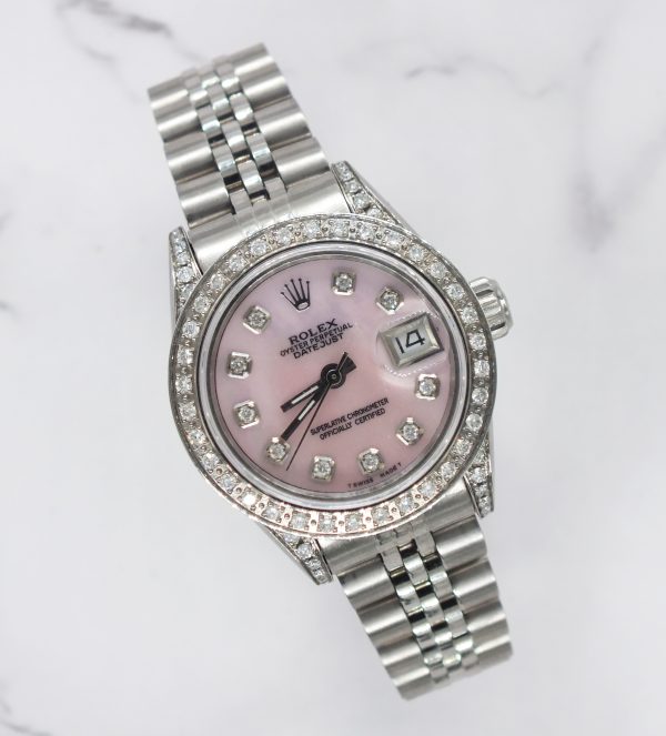 Ladies Rolex Datejust 'Fully Loaded' Pink MOP Diamond Dial, Bezel & Shoulders. - Image 5