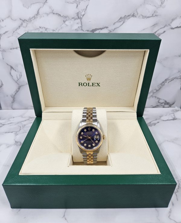 Gents Steel & Gold Rolex Datejust 16233 Submariner Blue Diamond Dial - Box & Papers! - Image 7