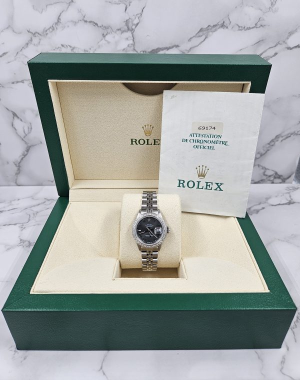 Ladies Rolex Datejust with 'Wimbledon' Dial & Diamond Bezel - Box and Papers. - Image 7